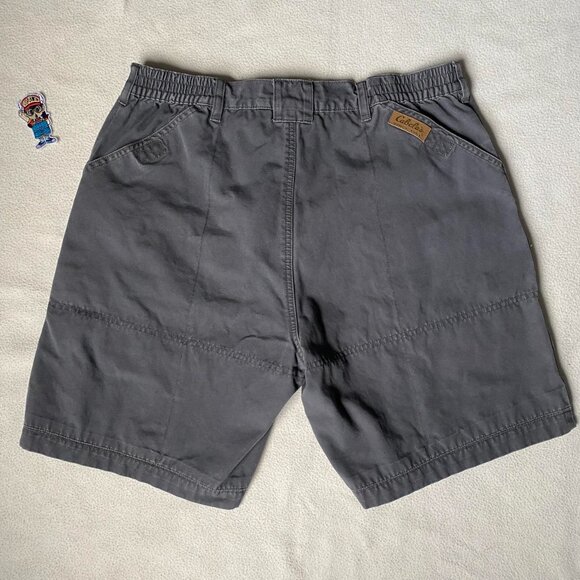 Cabelas Shorts Mens 36 Gray Cargo Canvas Elastic Waist Hiking Workwear Outdoor - Picture 2 of 5